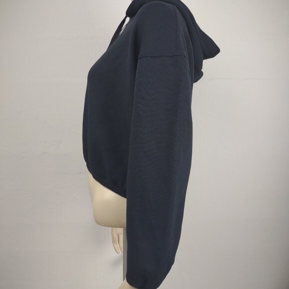 NWT Spanx Very Black Air Essentials Cropped hoodie hooded sweatshirt Small - Picture 6 of 9